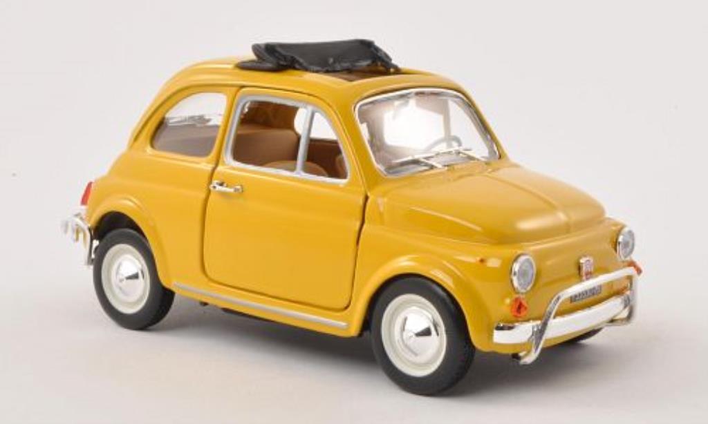 Fiat 500 L 1/24 Burago L geel geoffnetes Faltdach 1968 modelauto