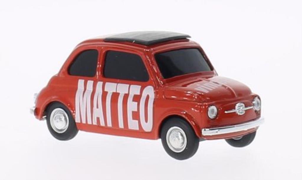 Fiat 500 1/43 Brumm MATTEO vincere! rood-oranje modelauto