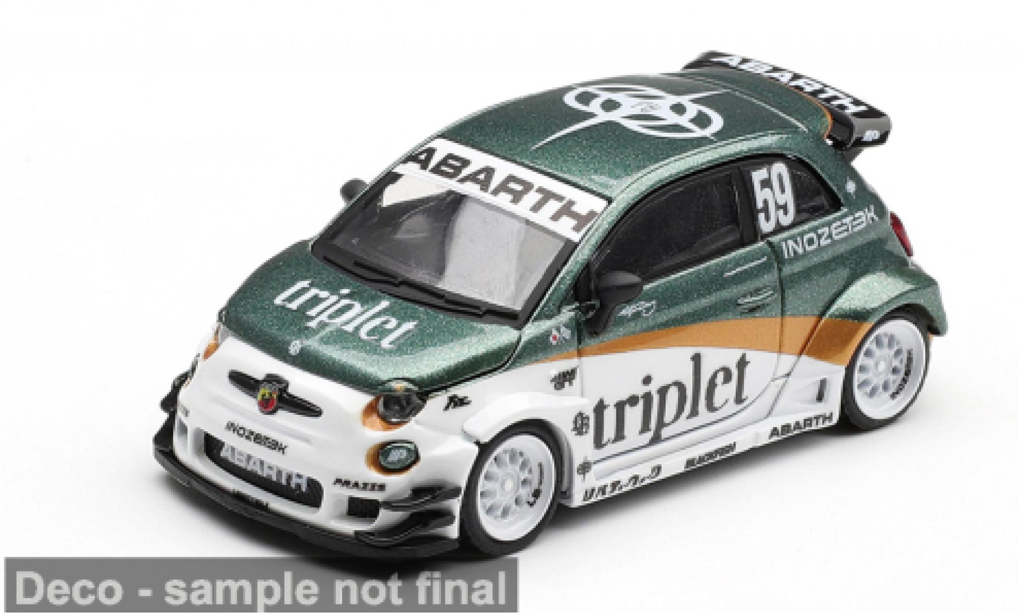 Fiat 595 1/64 Mini GT Abarth LB-Works wit/groen 2026 TY Edition 1:64 modelauto