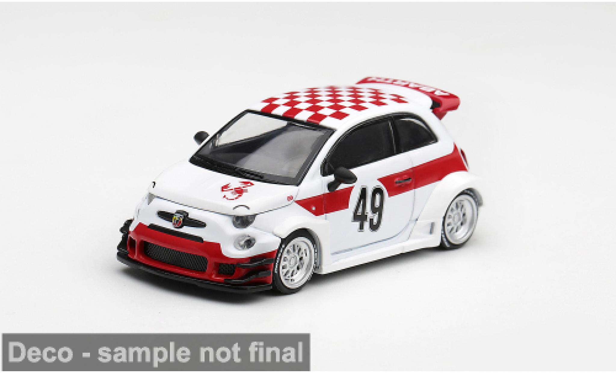Fiat 595 1/64 Mini GT Abarth LB-Works x ABAS Works wit/rood 2026 #49 1:64 modelauto