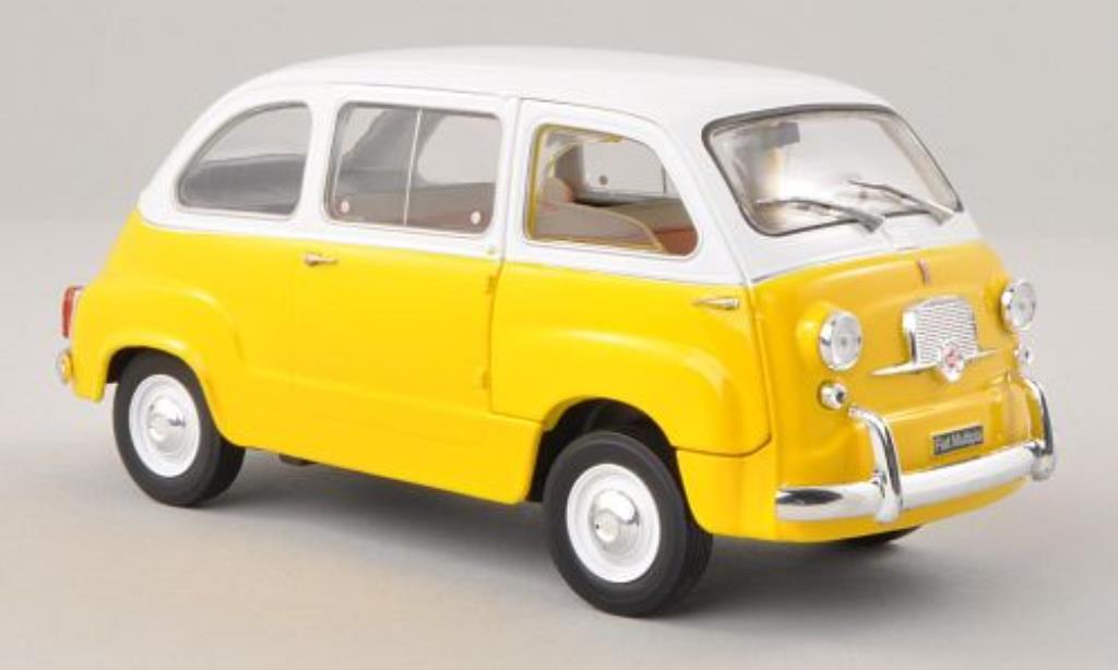 Fiat 600 1/24 WhiteBox Multipla geel/wit 1960 modelauto