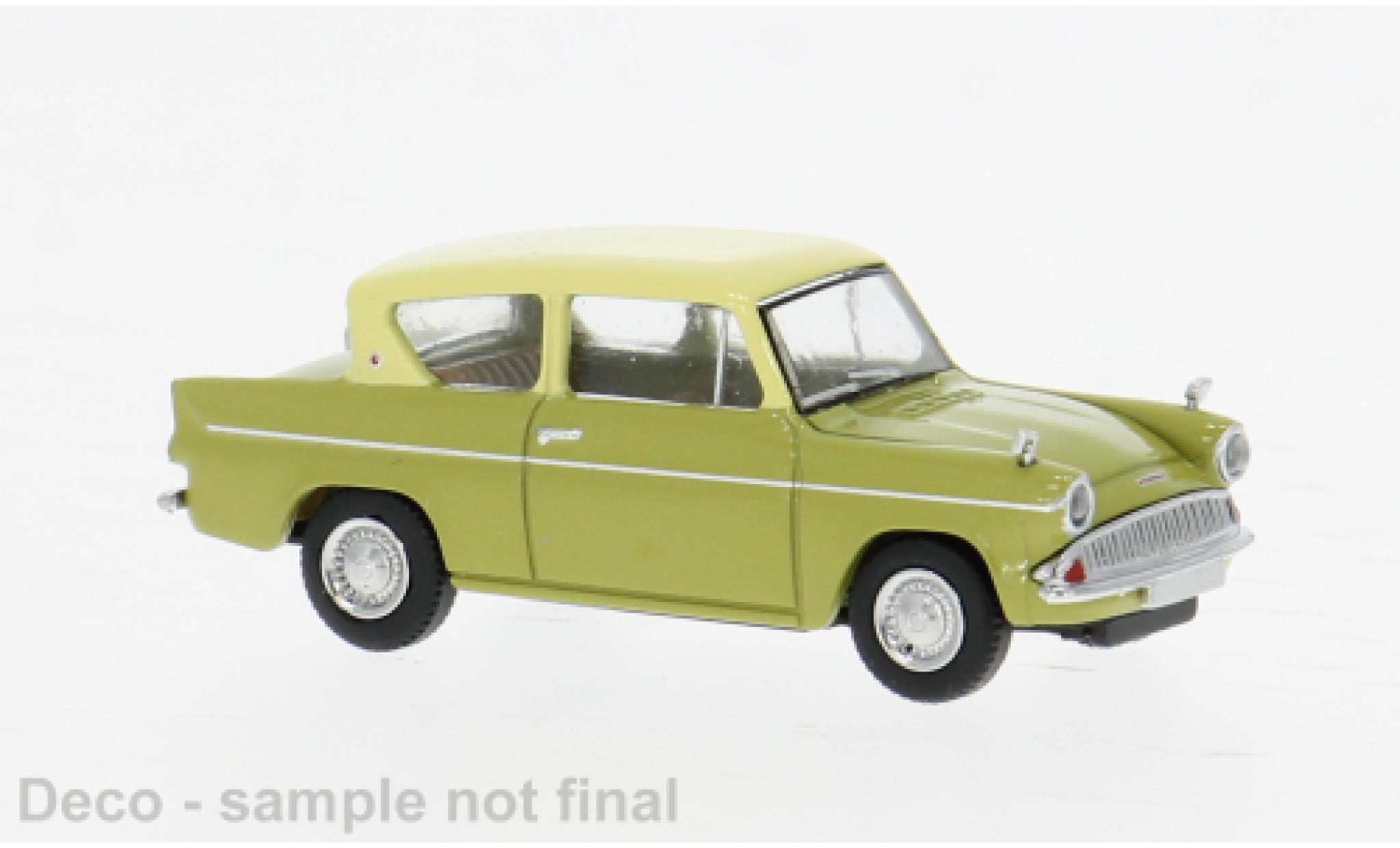 Ford Anglia 1/87 Brekina groen/beige 1959 1:87 modelauto