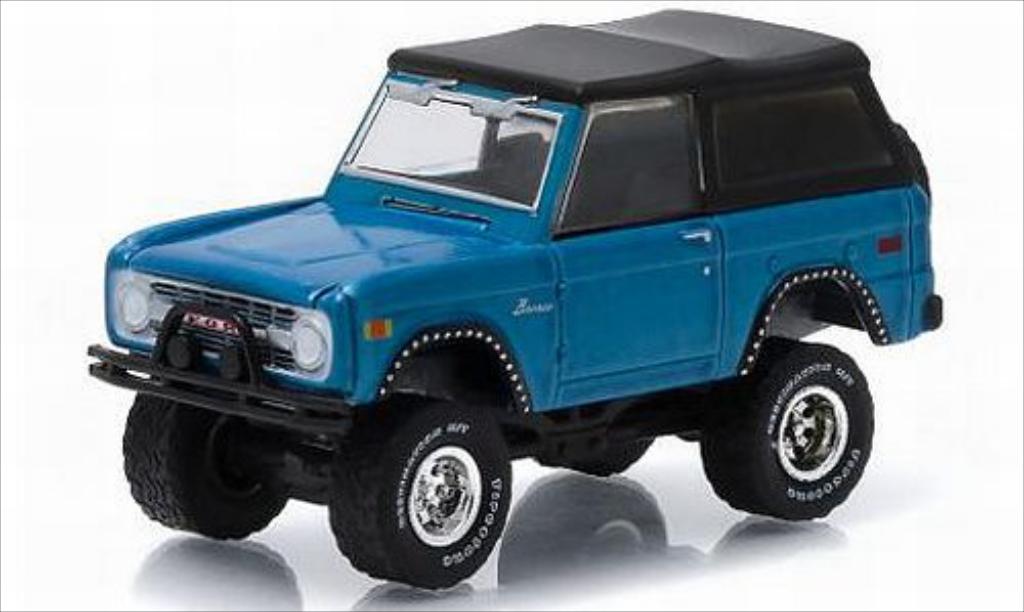 Ford Bronco 1/64 Greenlight metallic blauw 1975 modelauto