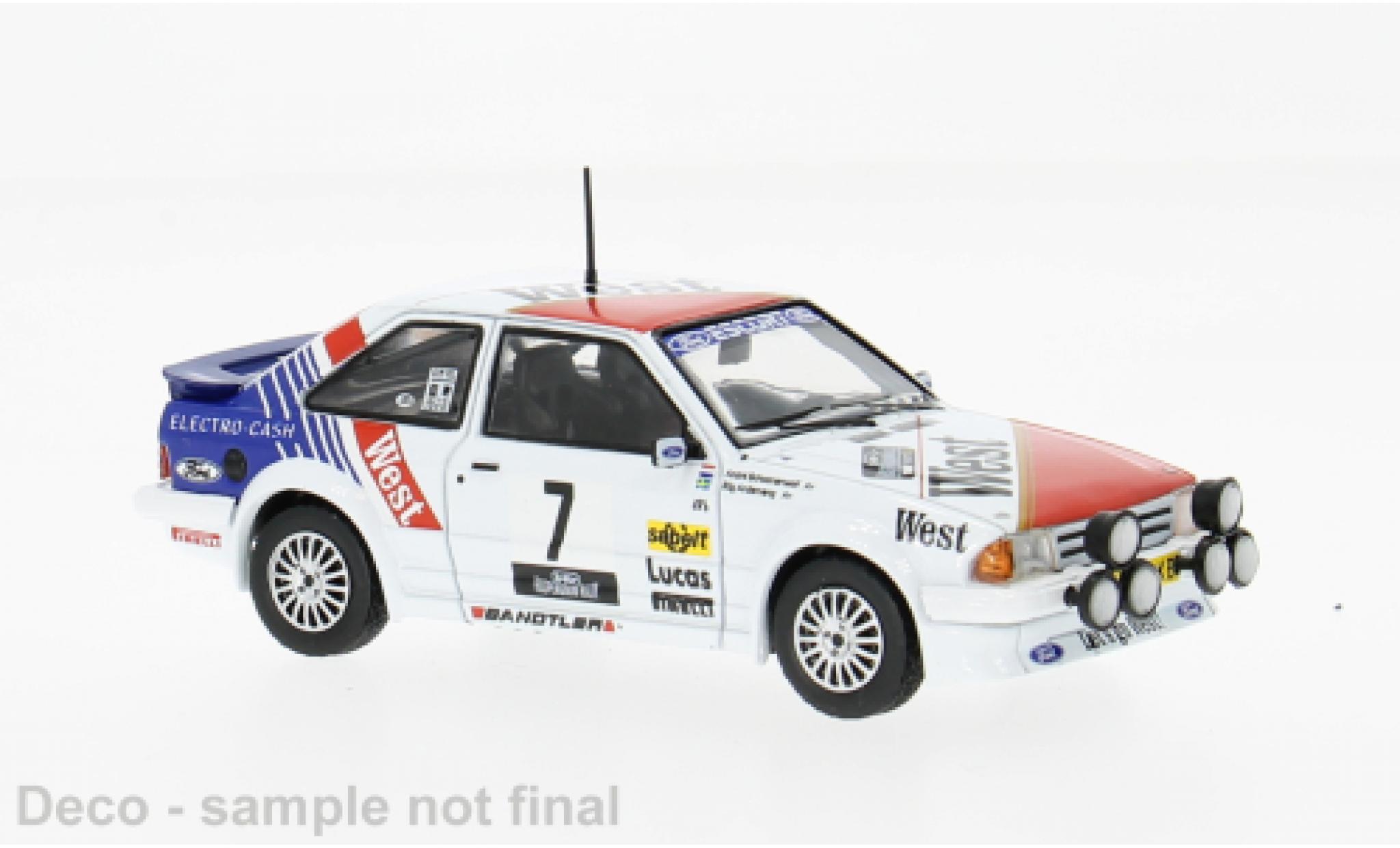 Ford Escort 1/43 IXO MK III RS Turbo Haspengouw rally 1985 #7 S.Andervang/A.Schoonenwolf 1:43 modelauto