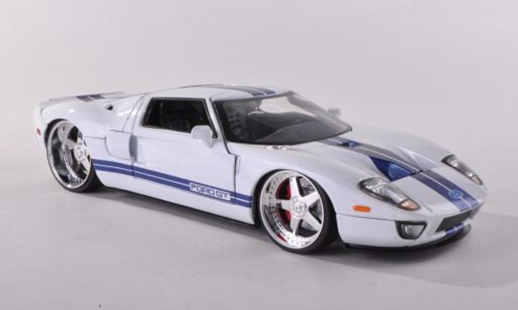 Ford GT 1/24 Jada Toys wit mit blauwn Streifen 2005 modelauto