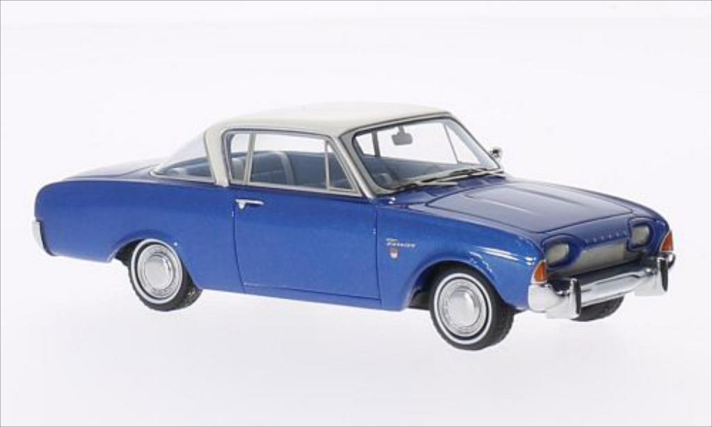 Ford Taunus 1/43 Neo 17M P3 Coupe metallic blauw/wit 1962 modelauto