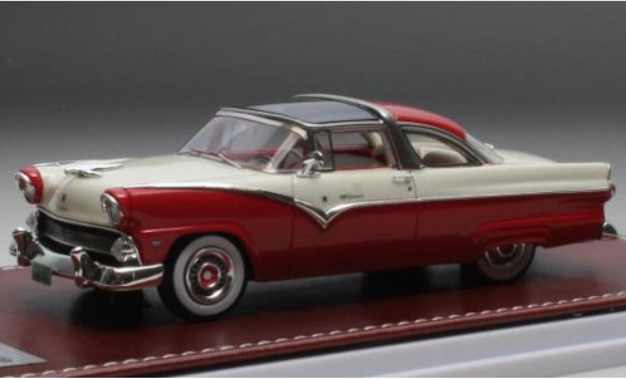 Ford Fairlane 1/43 GIM   Great Iconic Models GIM - Great Iconic Models Crown Victoria metallic rood/wit 1955 modelauto