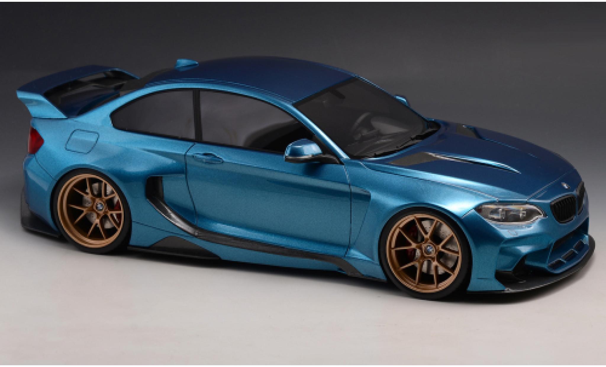 Bmw M2 1/18 GLM 35i (F22) DarwinPRO MTC Black Sails Widebody metallic blauw 2015 modelauto