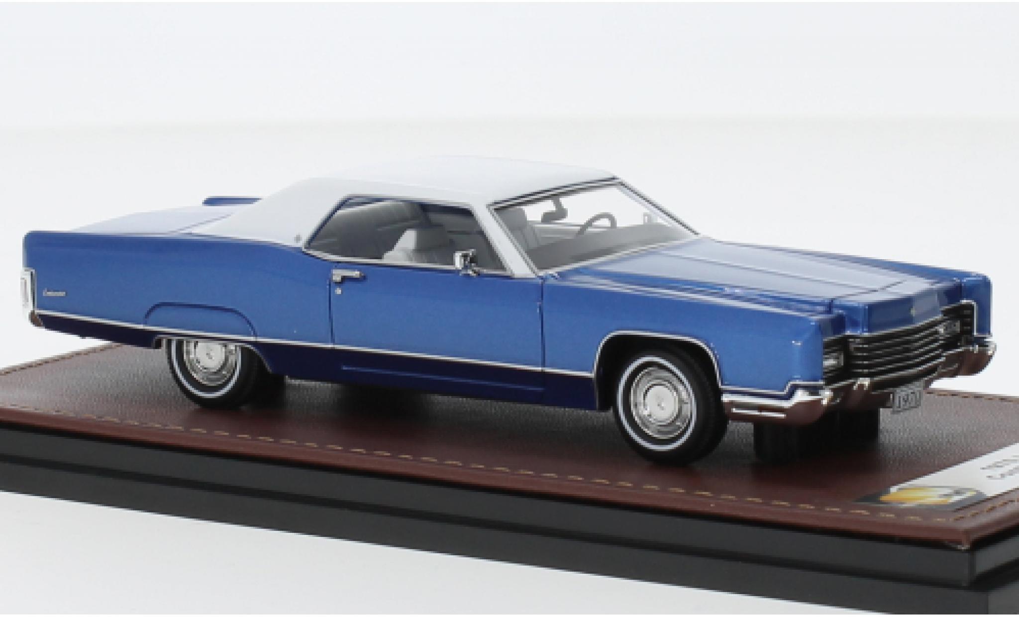 Lincoln Continental 1/43 GLM Coupe metallic blauw/wit 1970 modelauto
