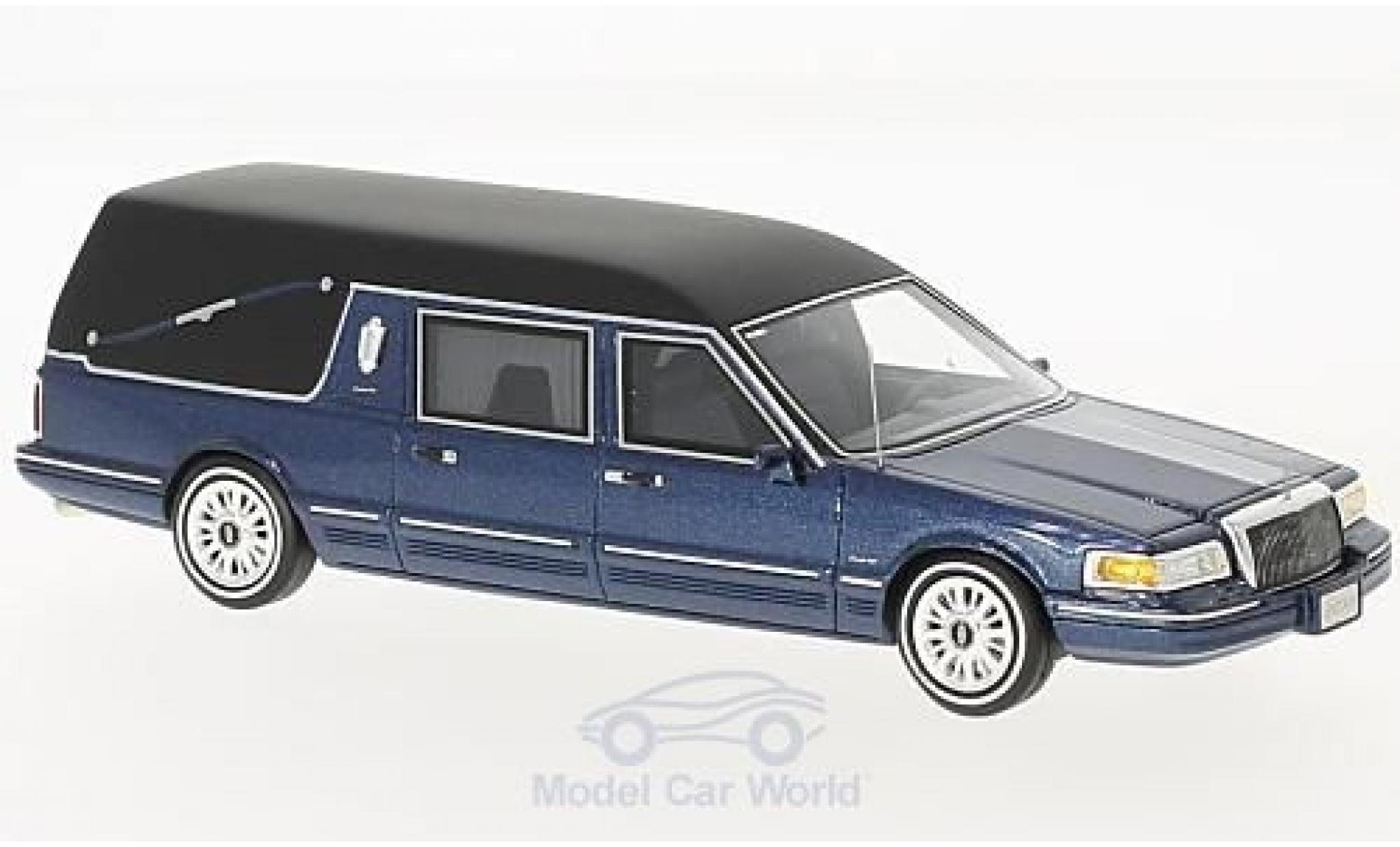 Lincoln Town Car 1/43 GLM Hearse metallic blauw 1997 modelauto