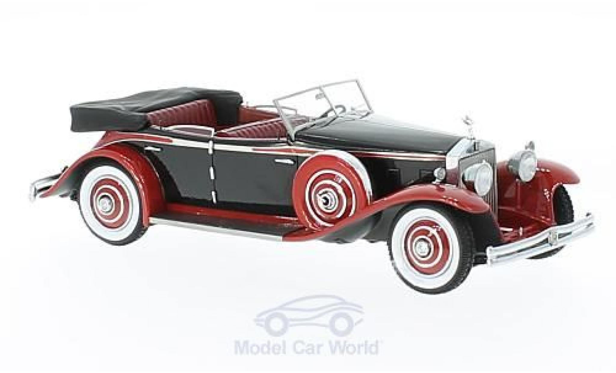 Rolls Royce Phantom 1/43 GLM II Brewster Newmarket Permanent Sport Sedan Cabriolet zwart/rood 1932 modelauto