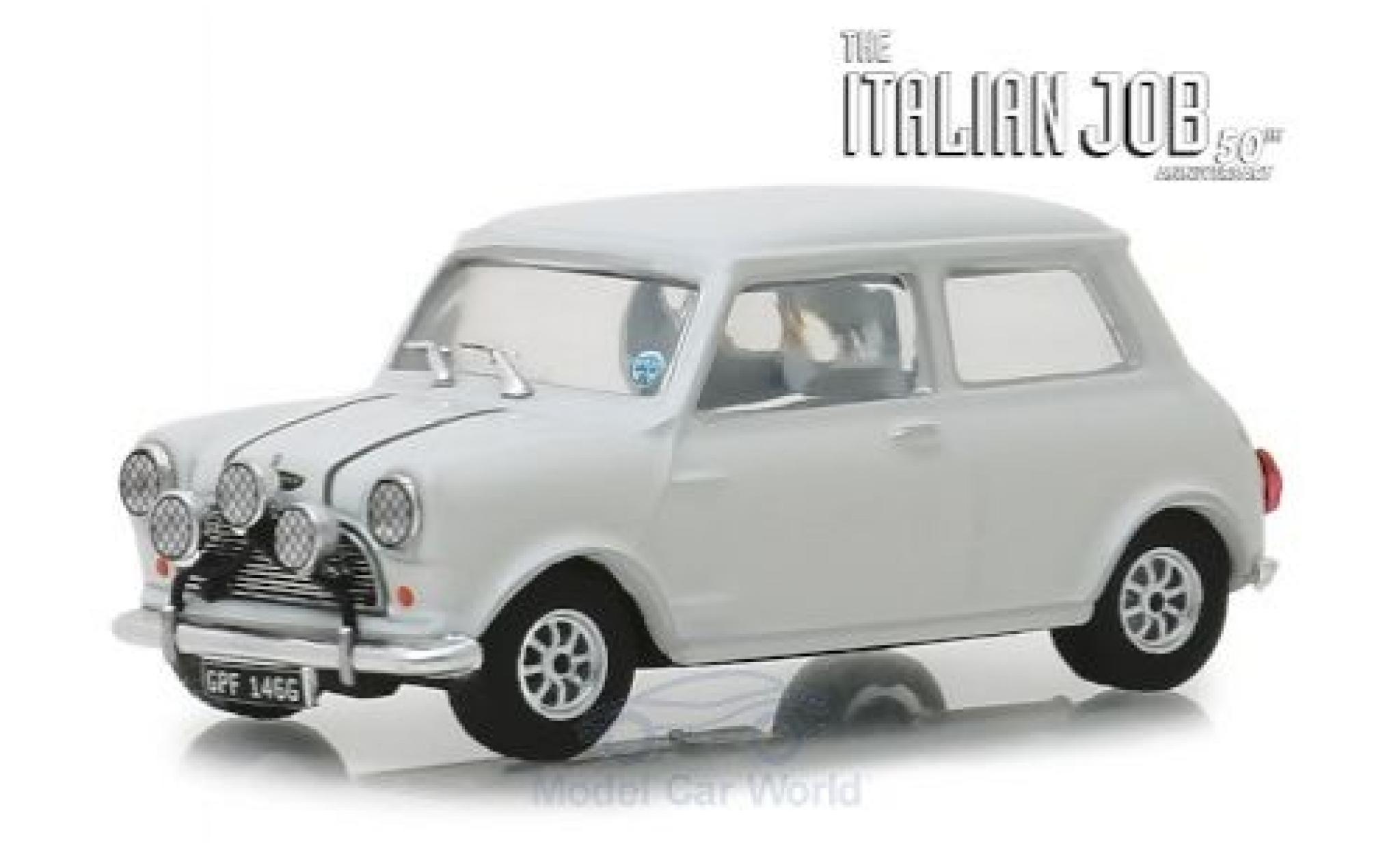 Austin Mini 1/43 Greenlight Cooper S 1275 MkI wit RHD The Italian Job 1967 modelauto