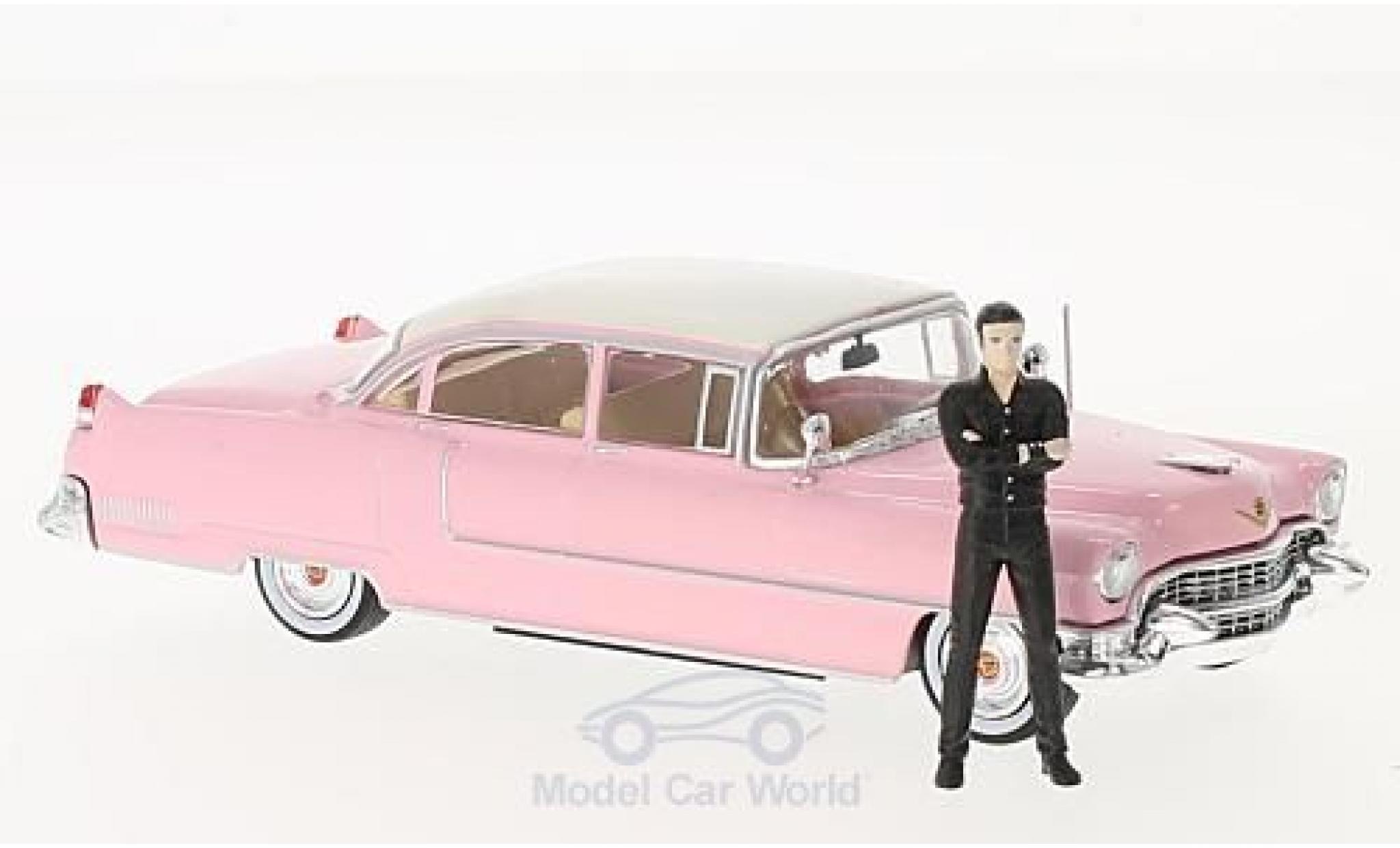 Cadillac Fleetwood 1/43 Greenlight Series 60 roze/wit 1955 mit Figur Elvis Presley modelauto