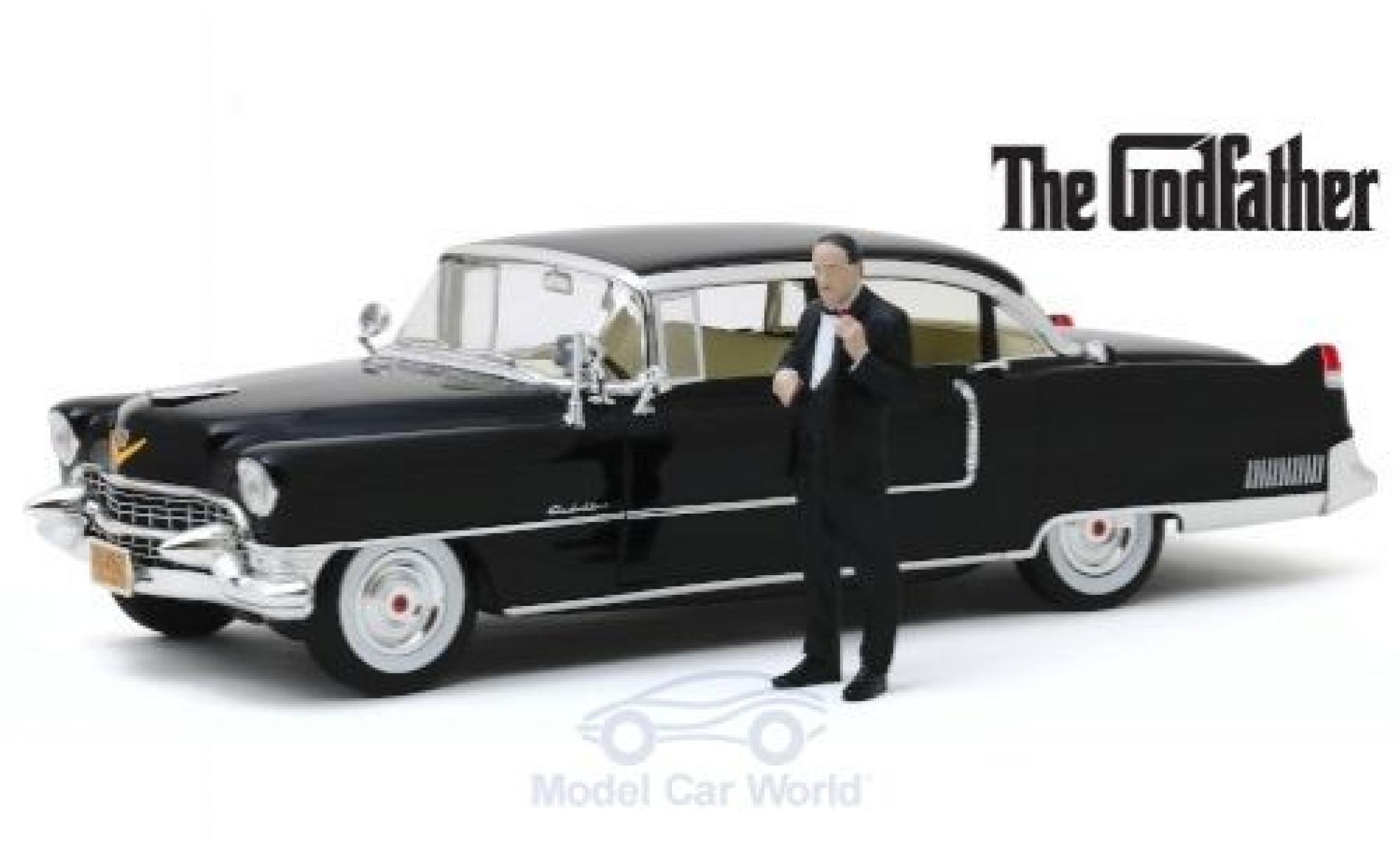 Cadillac Fleetwood 1/18 Greenlight Series 60 zwart The Godfather 1955 mit Don Corleone-Figur modelauto