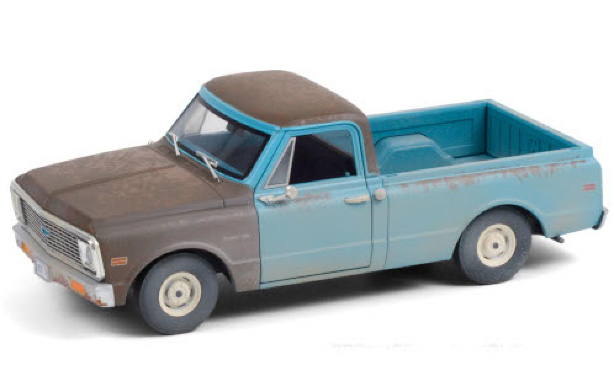 Chevrolet C-10 1/24 Greenlight blauw/grijs 1971 Independence Day avec traces d modelauto
