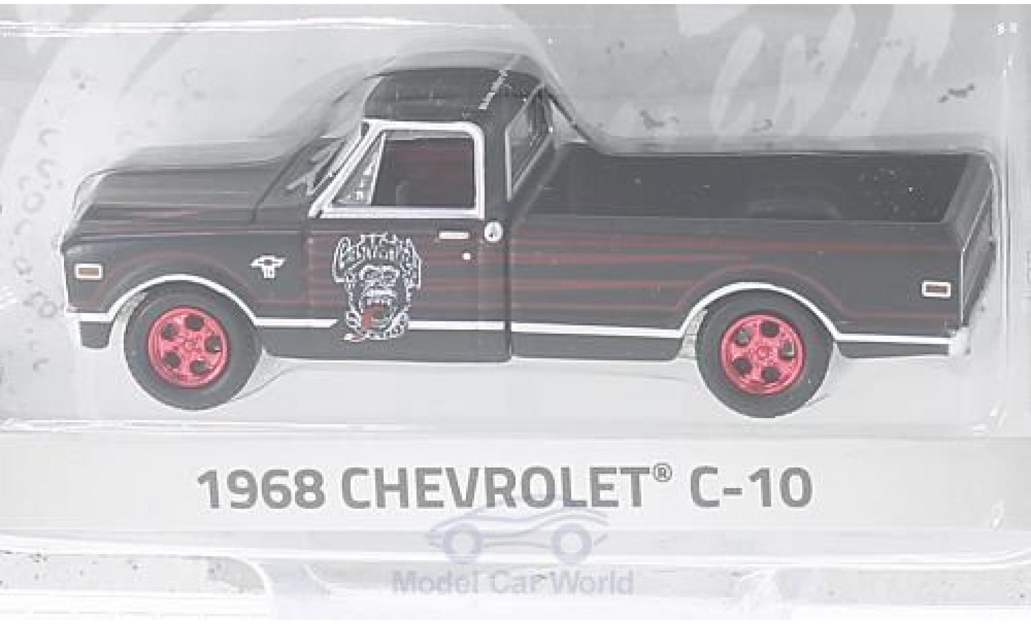 Chevrolet C-10 1/64 Greenlight zwart/rood Gas Monkey Garage 1968 modelauto