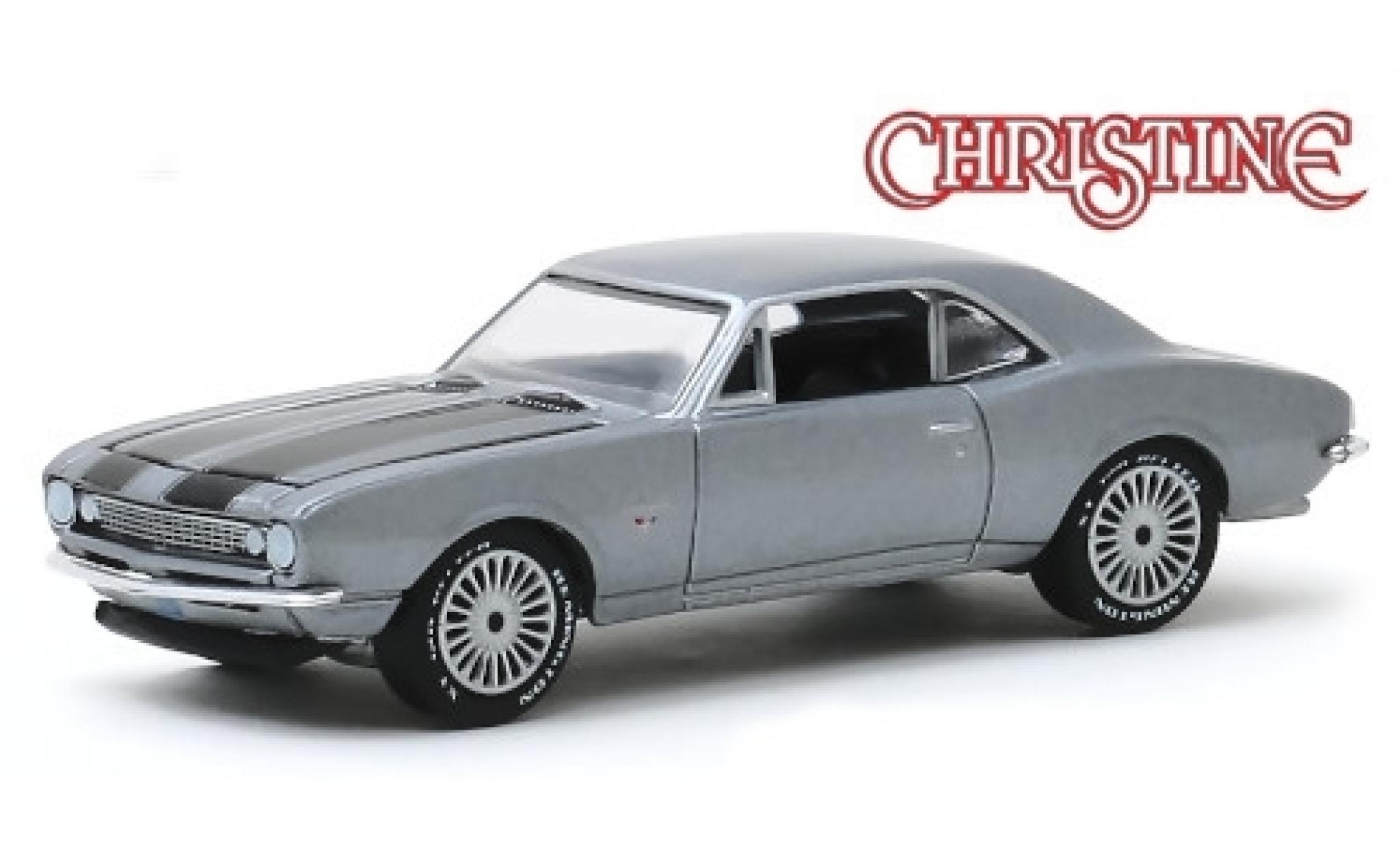 Chevrolet Camaro 1/64 Greenlight metallic grijs/zwart Christine 1967 modelauto