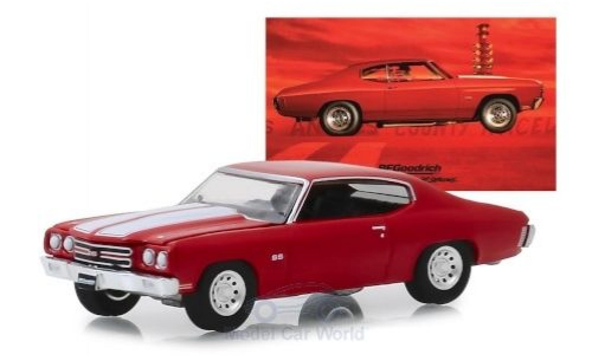 Chevrolet Chevelle 1/64 Greenlight SS 454 rood/wit Alexander Bluebird 1970 modelauto