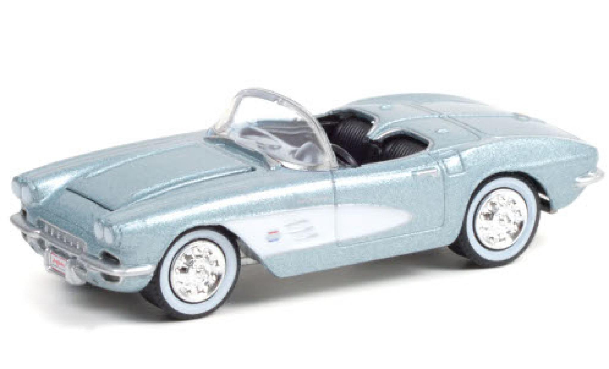 Chevrolet Corvette 1/64 Greenlight 283/315 (C1) metallic blauw/wit 1961 modelauto