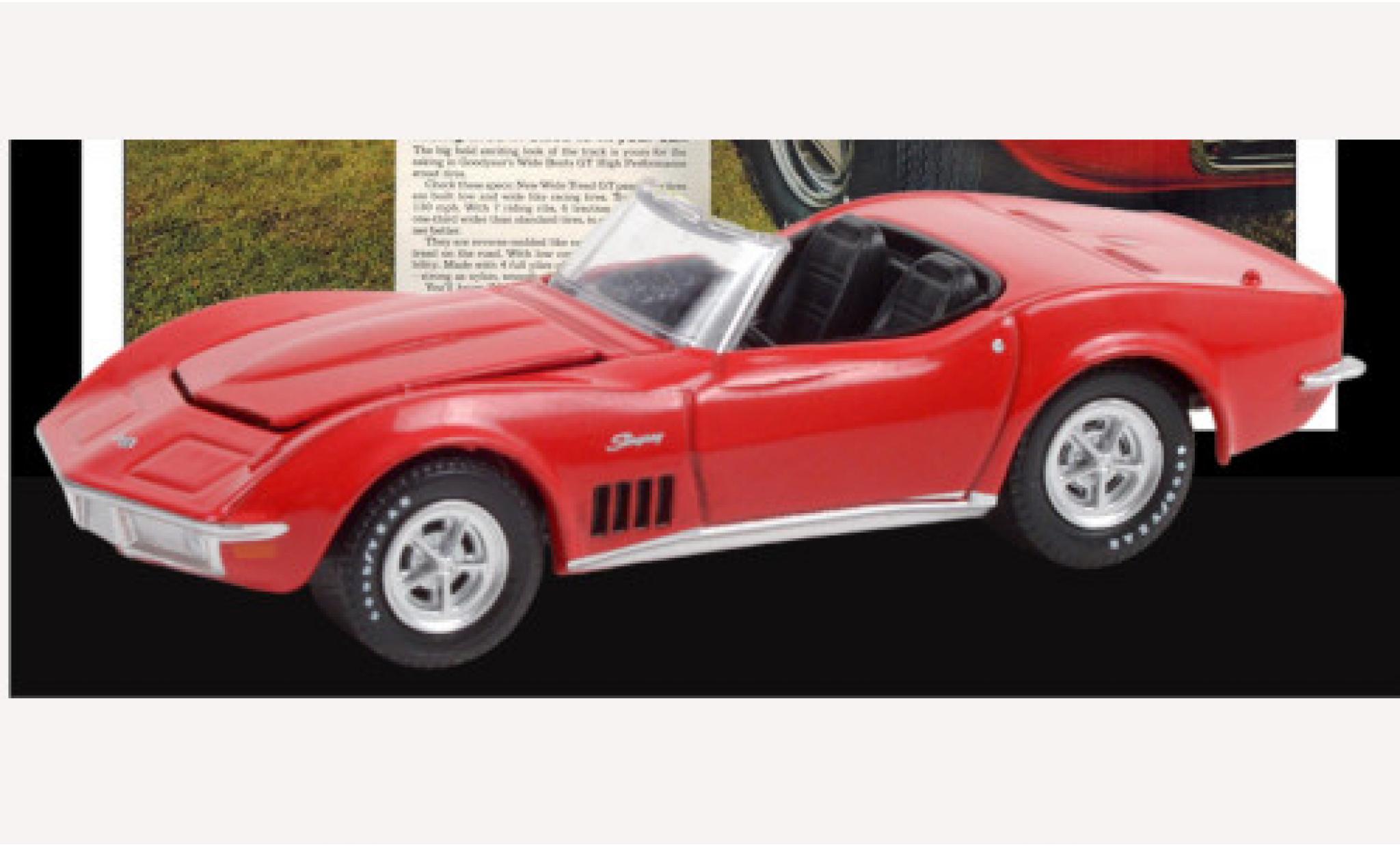 Chevrolet Corvette 1/64 Greenlight Cabriolet rood AEG 1969 Wide Boots GT modelauto