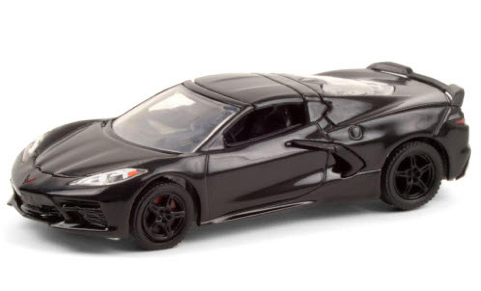 Chevrolet Corvette 1/64 Greenlight Stingray (C8) zwart 2020 modelauto