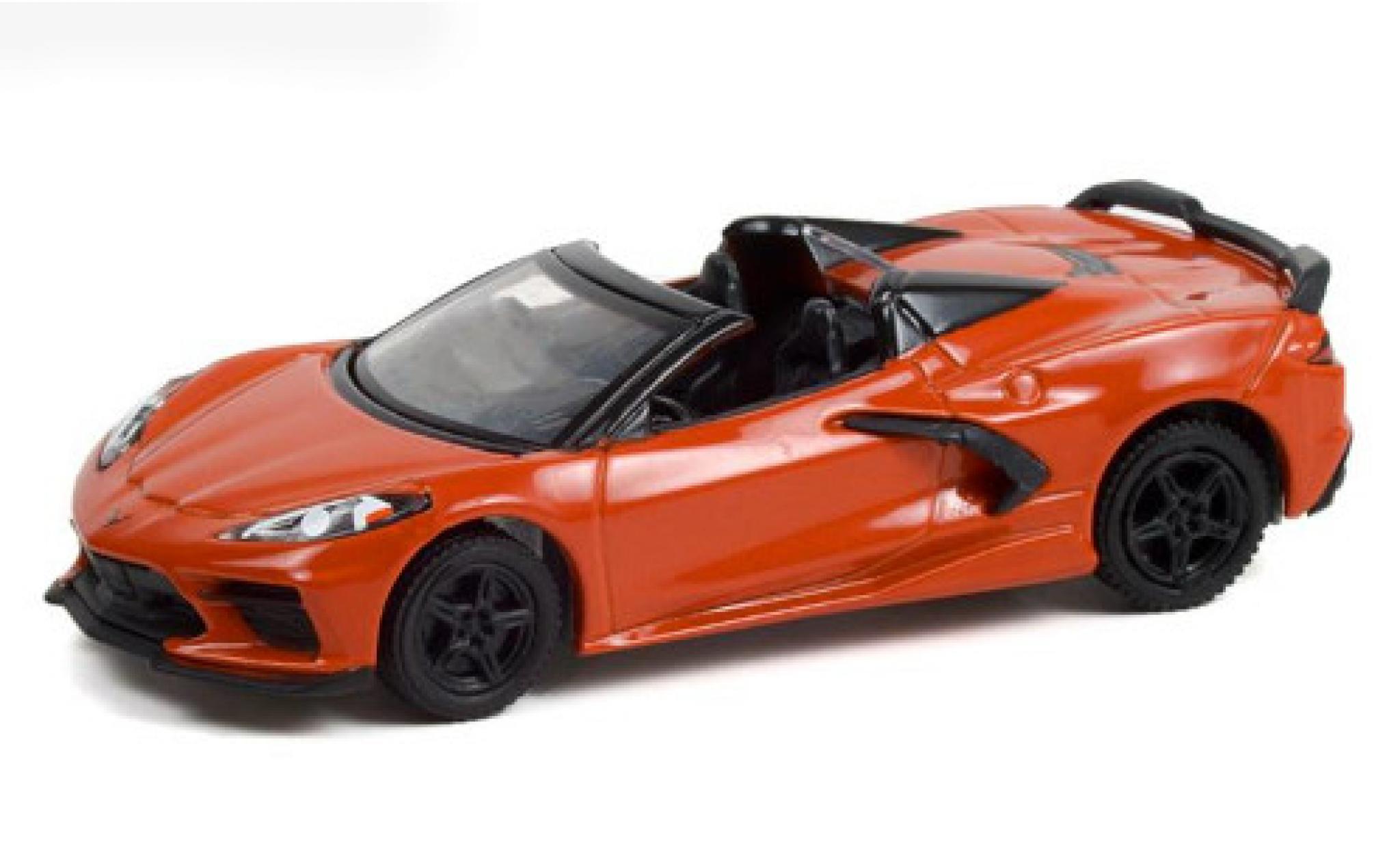 Chevrolet Corvette 1/64 Greenlight Stingray Cabriolet metallic oranje 2021 modelauto