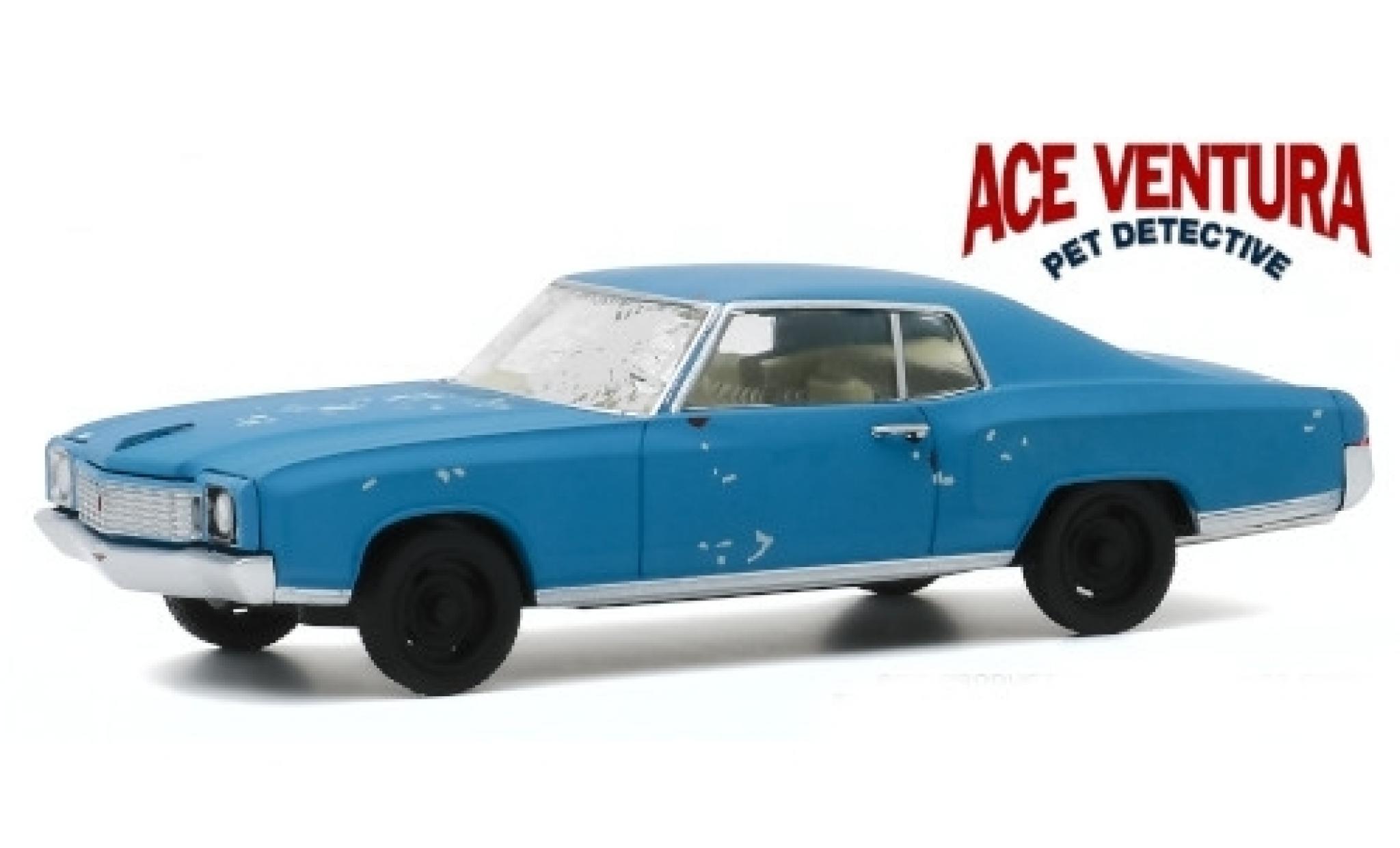 Chevrolet Monte Carlo 1/43 Greenlight matt-blauw Ace Ventura - Pet Detective 1972 avec traces d modelauto