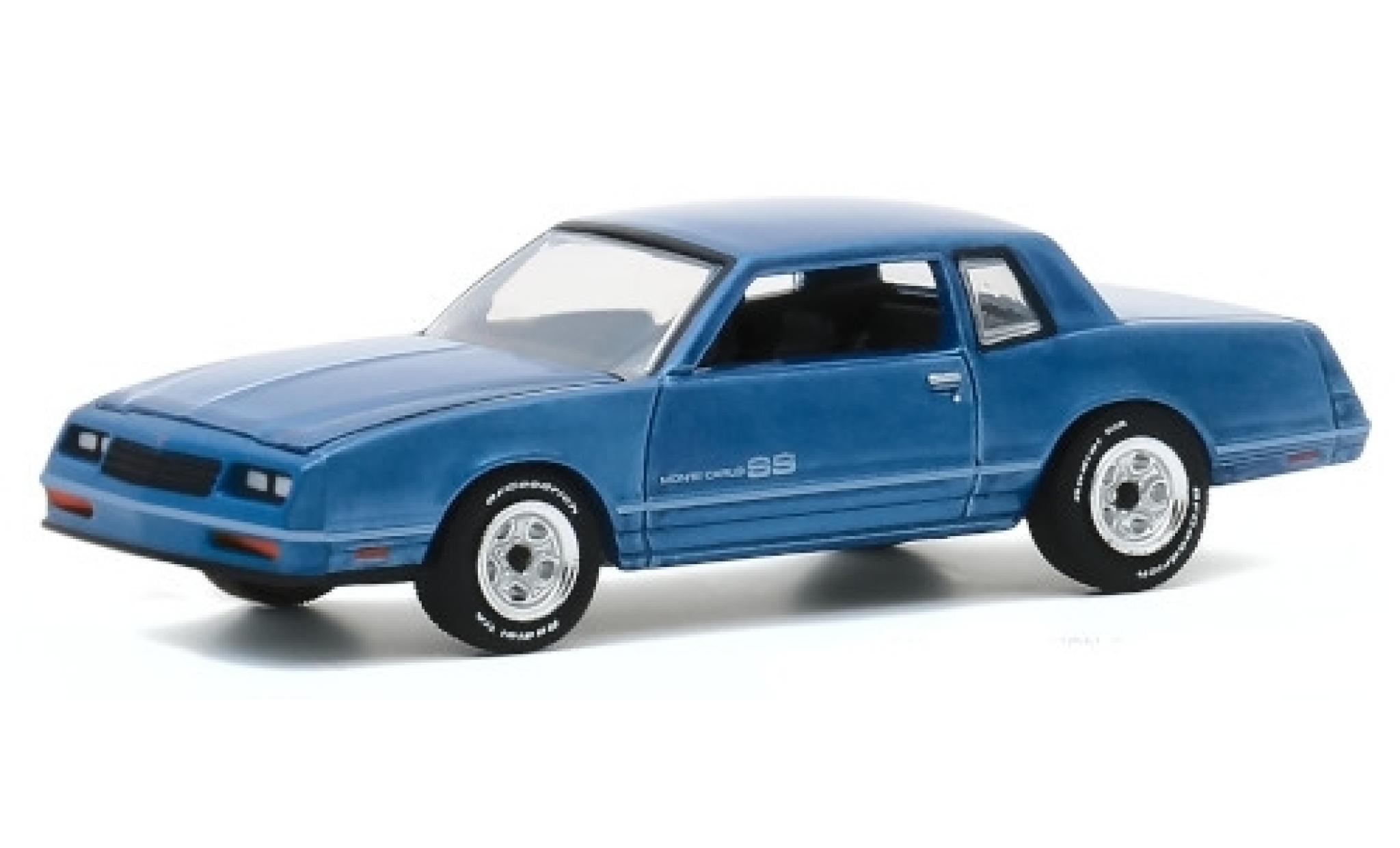 Chevrolet Monte Carlo 1/64 Greenlight SS metallic blauw 1984 Testfahrzeug modelauto