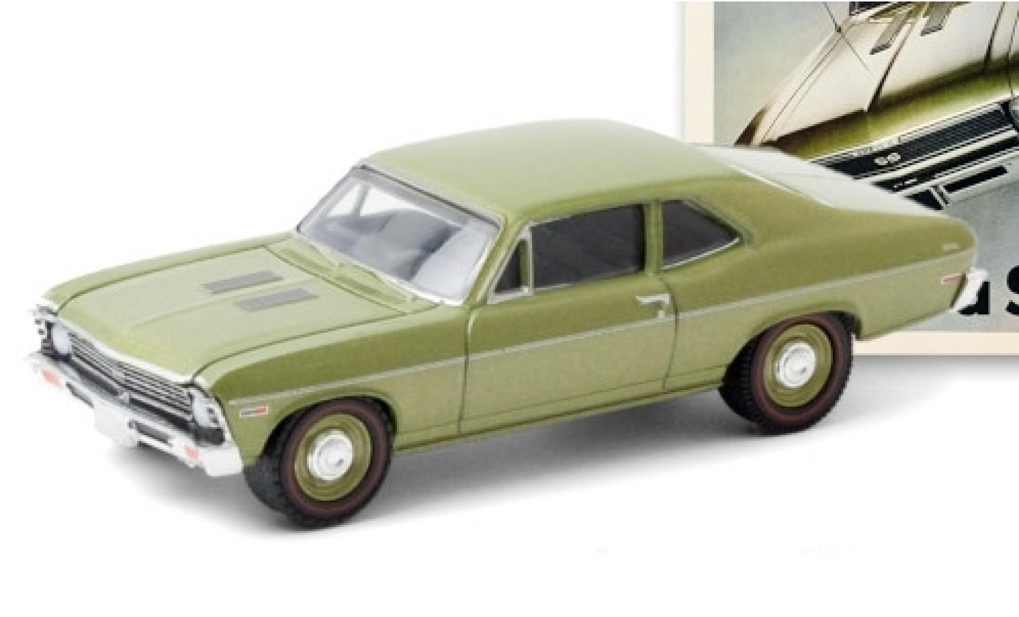 Chevrolet Nova 1/64 Greenlight SS metallic groen 1968 modelauto