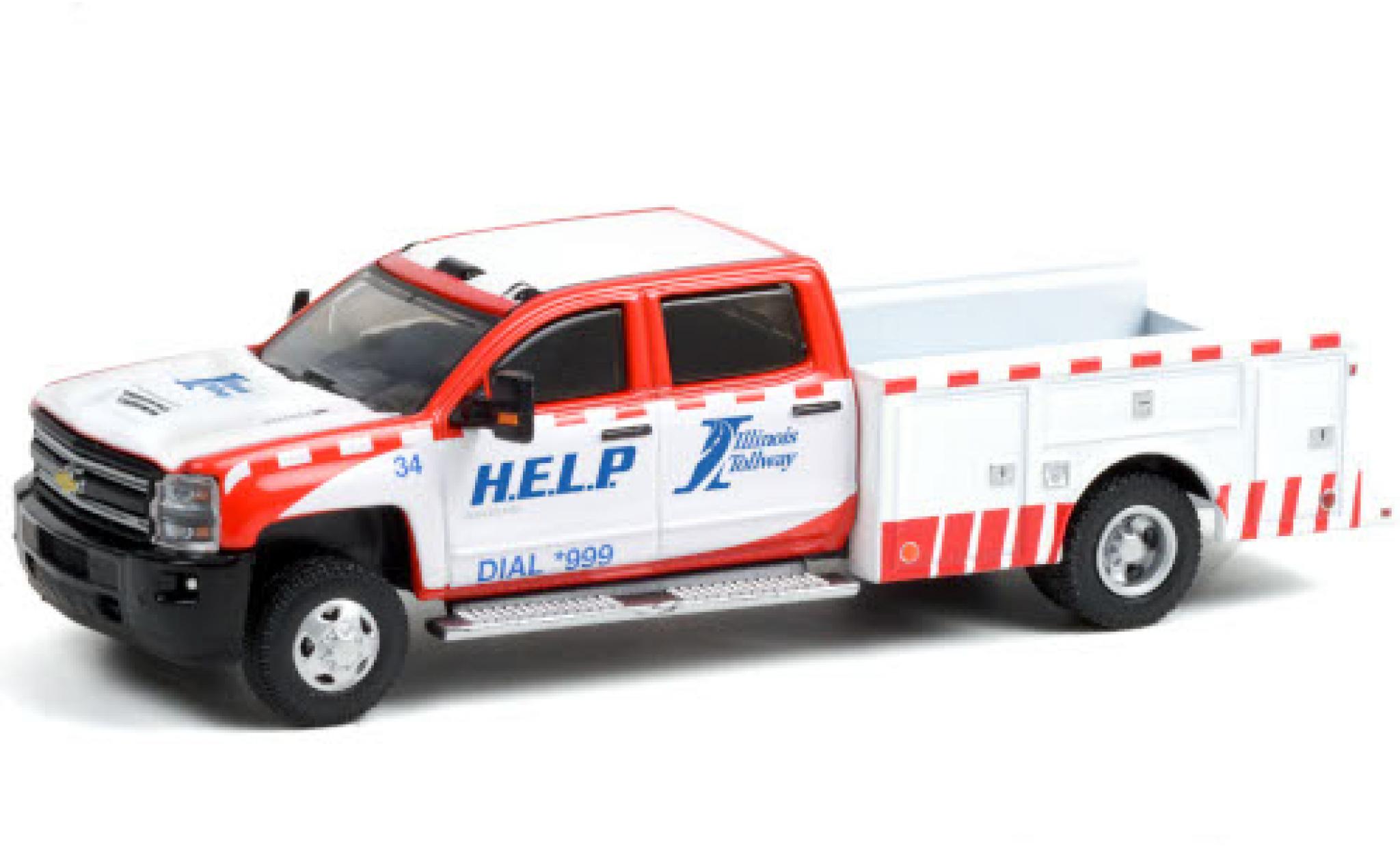 Chevrolet Silverado 1/64 Greenlight 3500 Dually Service Bed Illinois Tollway - H.E.L.P. 2018 modelauto