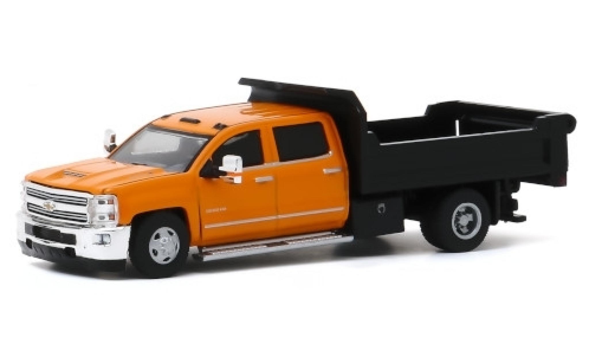 Chevrolet Silverado 1/64 Greenlight 3500HD Dump Truck oranje 2017 modelauto