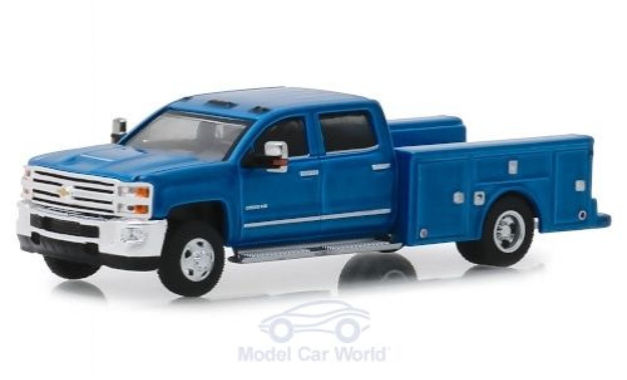 Chevrolet Silverado 1/64 Greenlight 3500HD metallic blauw 2018 modelauto