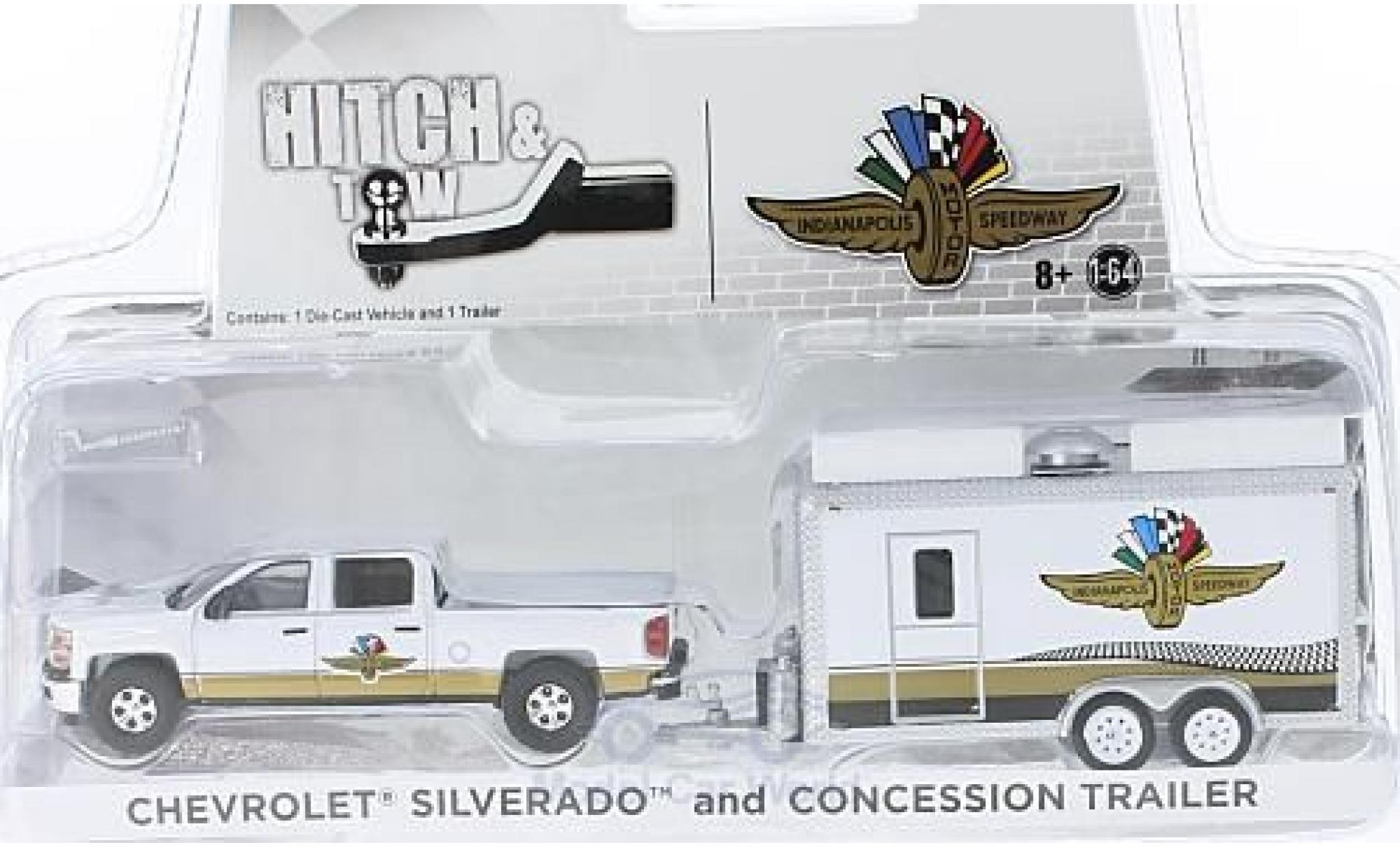 Chevrolet Silverado 1/64 Greenlight Indianapolis Motor Speedway mit Verkaufsanh&auml;nger modelauto