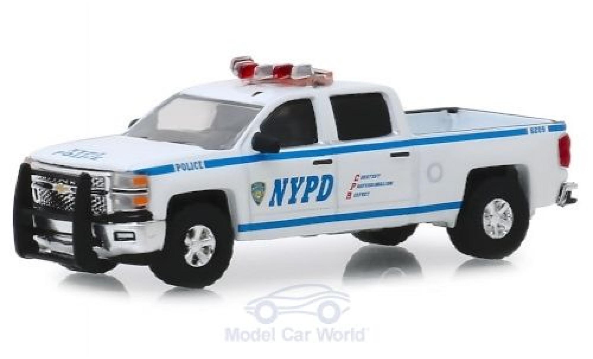Chevrolet Silverado 1/64 Greenlight rood/Dekor NYPD - New York Politie Department 2019 modelauto