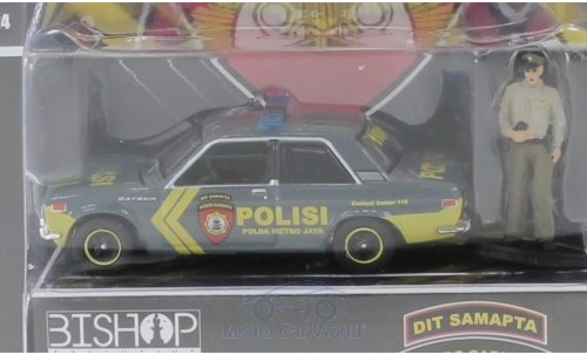 Datsun 510 1/64 Greenlight Polisi - Dit Samapta - Korps Sabhara mit Figur Politie Indonesien modelauto
