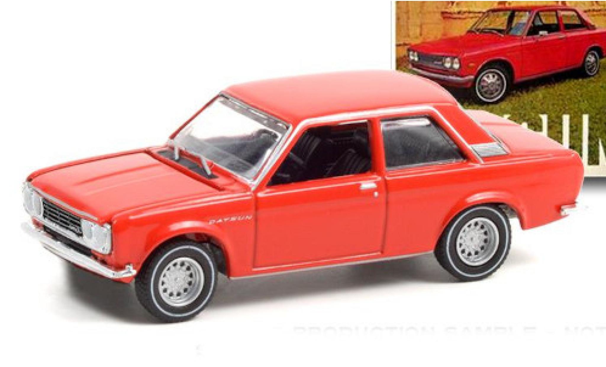 Datsun 510 1/64 Greenlight rood 1972 modelauto