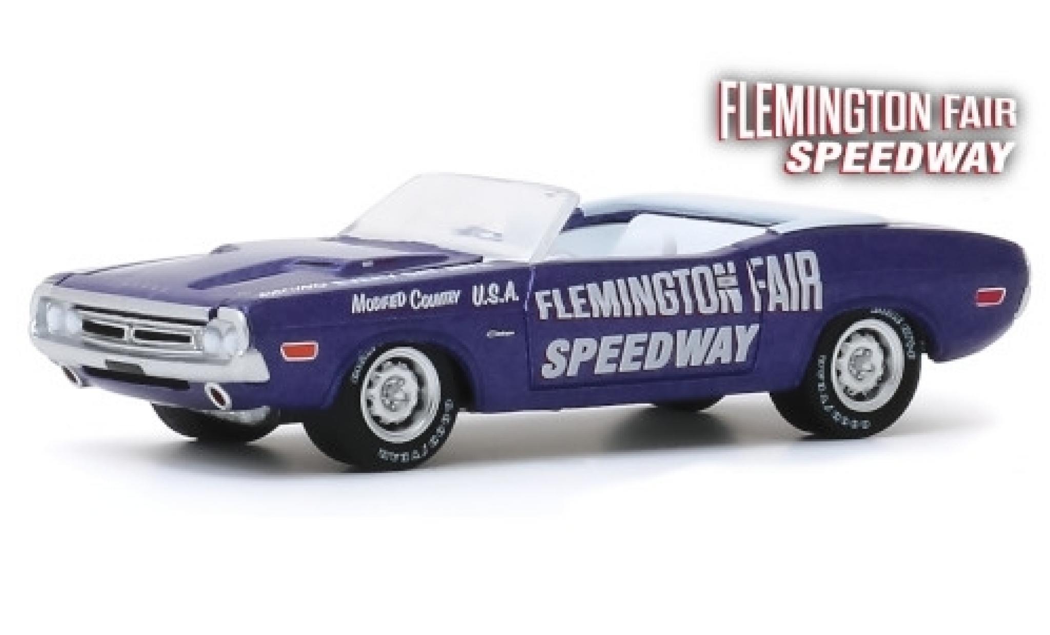 Dodge Challenger 1/64 Greenlight Cabriolet metallic lila/Dekor Official Pace Car 1971 Flemington Fair Speedway modelauto