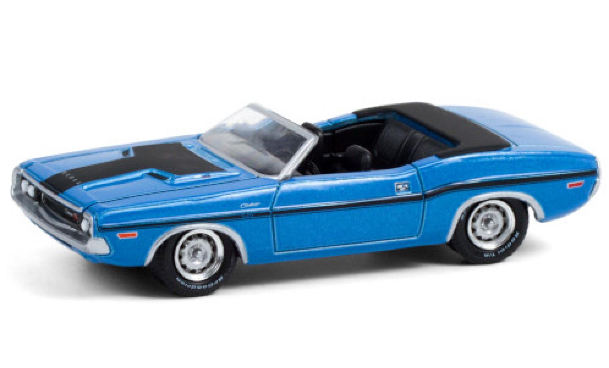 Dodge Challenger 1/64 Greenlight R/T HEMI Cabriolet metallic blauw/matt-zwart 1970 modelauto