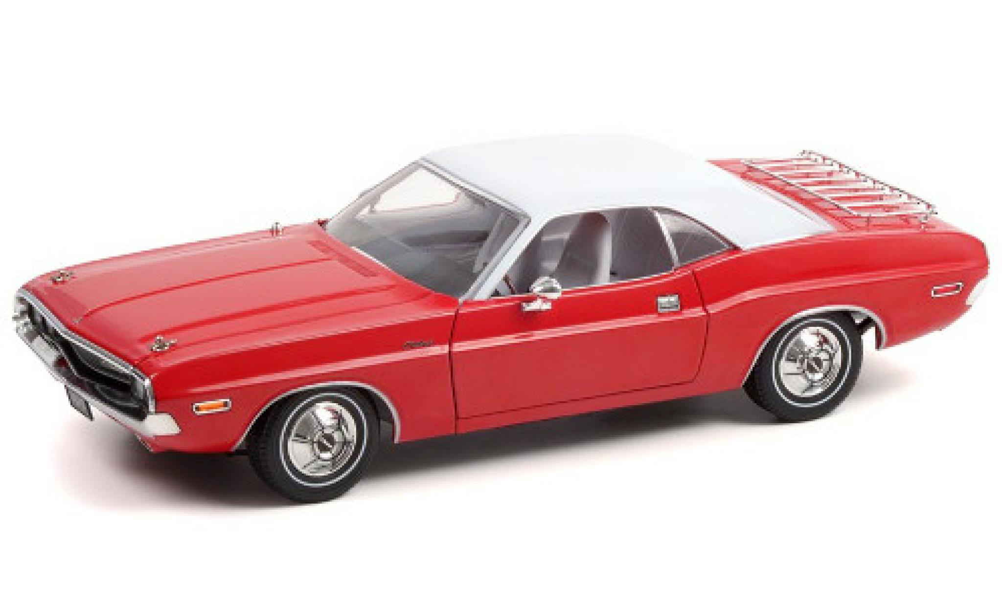 Dodge Challenger 1/18 Greenlight rood/wit The Deputy 1970 modelauto