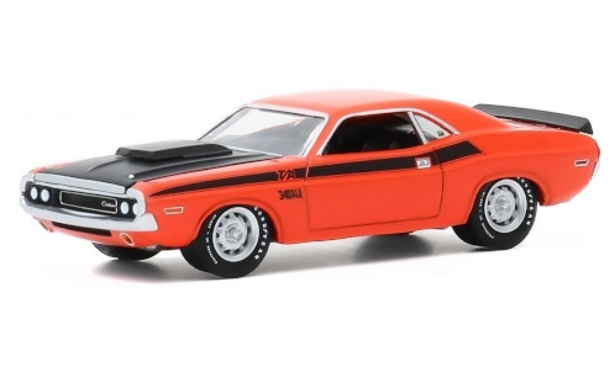 Dodge Challenger 1/64 Greenlight T/A oranje/matt-zwart 1970 50 Years modelauto