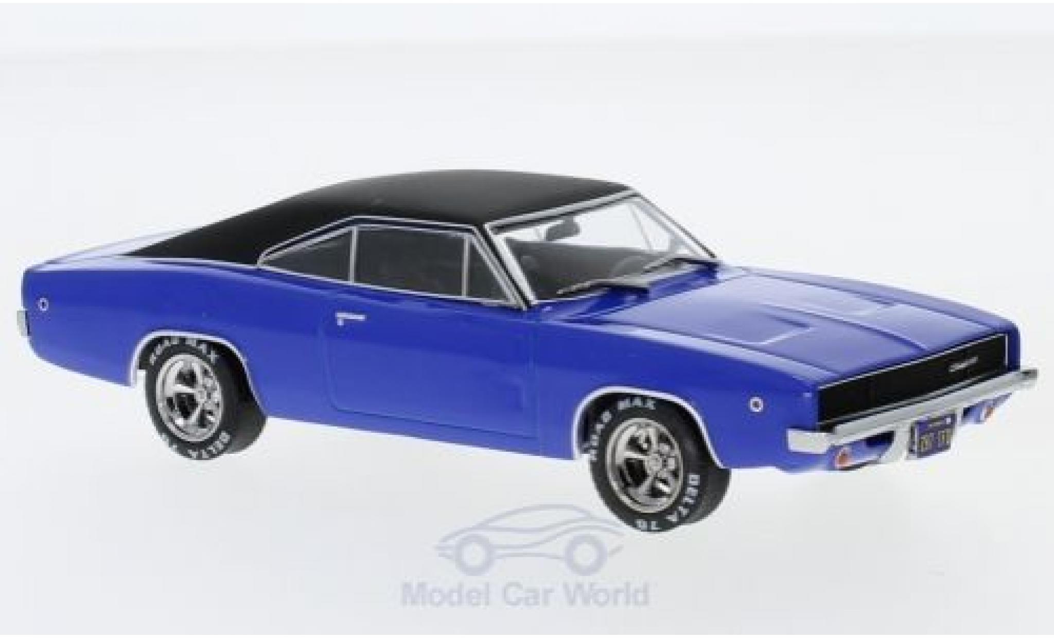 Dodge Charger 1968 1/43 Greenlight blauw/matt-zwart Christine 1968 modelauto