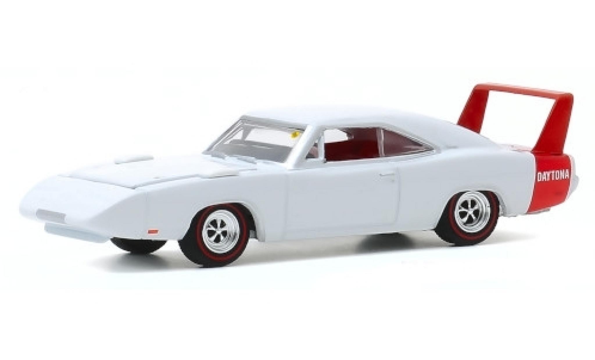 Dodge Charger 1/64 Greenlight Daytona wit/rood 1969 modelauto