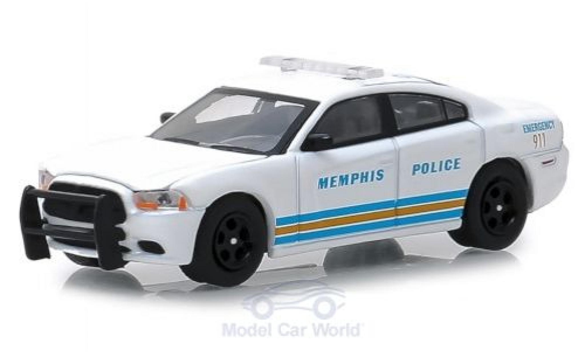 Dodge Charger 1/64 Greenlight wit Memphis Politie 2011 Pursuit modelauto