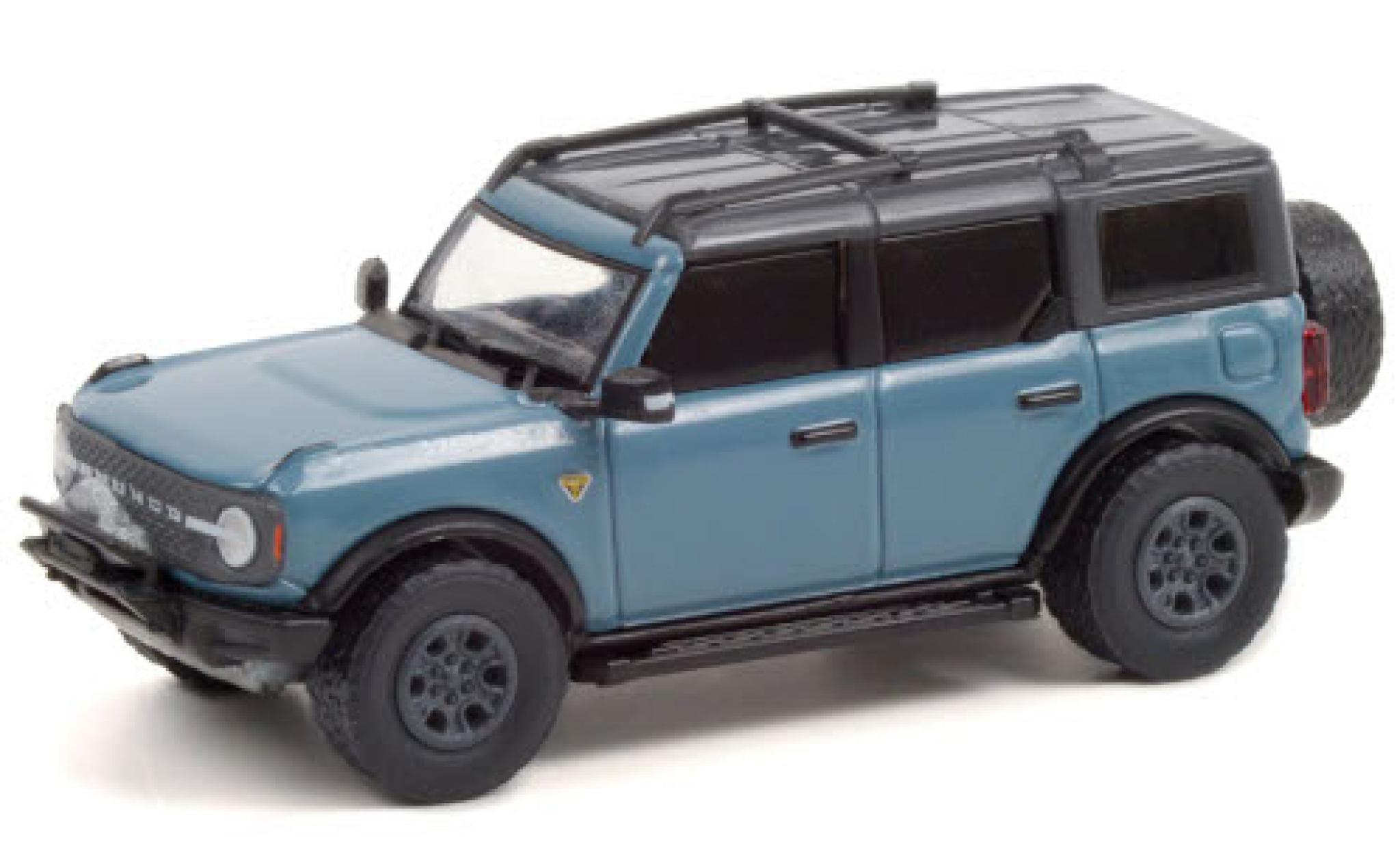 Ford Bronco 1/64 Greenlight Badlands 4-Door blauw/grijs 2021 modelauto