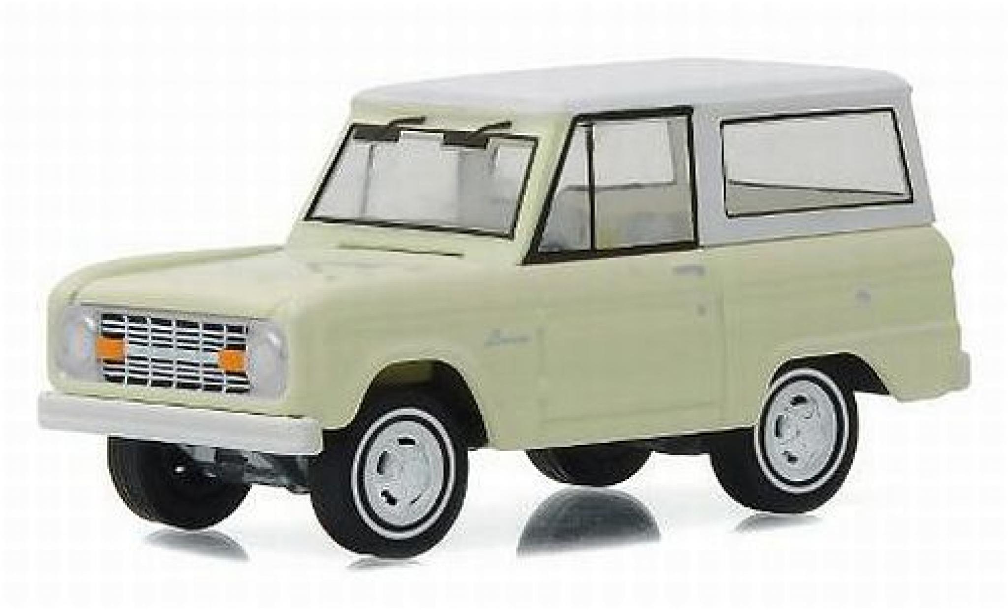 Ford Bronco 1/64 Greenlight beige/wit 1966 50th Anniversaire Edition sans Vitrine modelauto