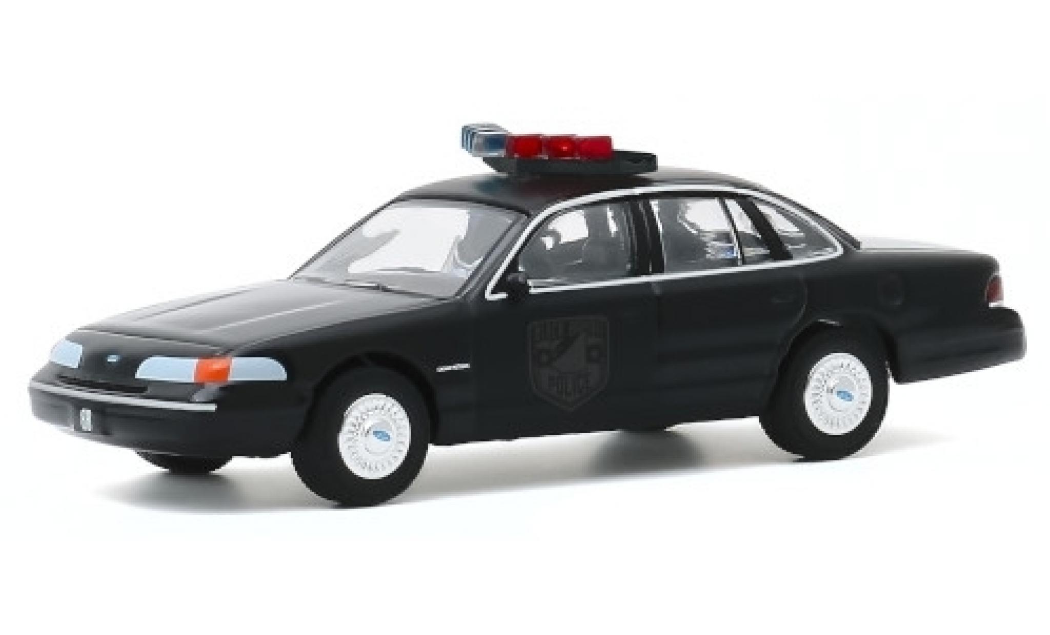 Ford Crown 1/64 Greenlight Victoria Politie Interceptor zwart/matt-zwart Black Bandit Politie 1992 modelauto