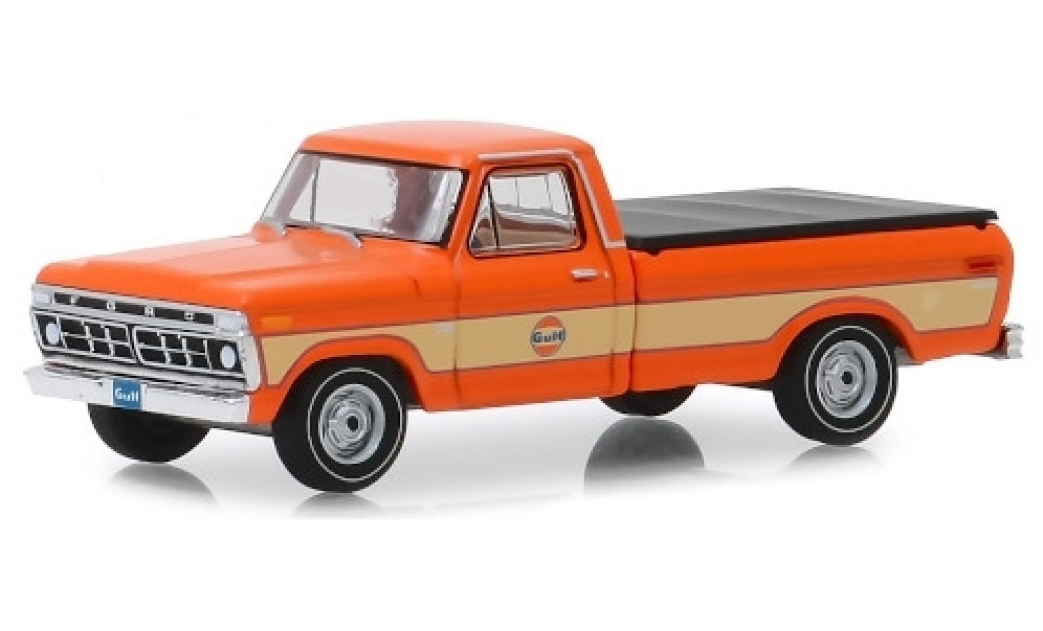 Ford F-1 1/64 Greenlight 00 oranje/beige Gulf 1976 modelauto