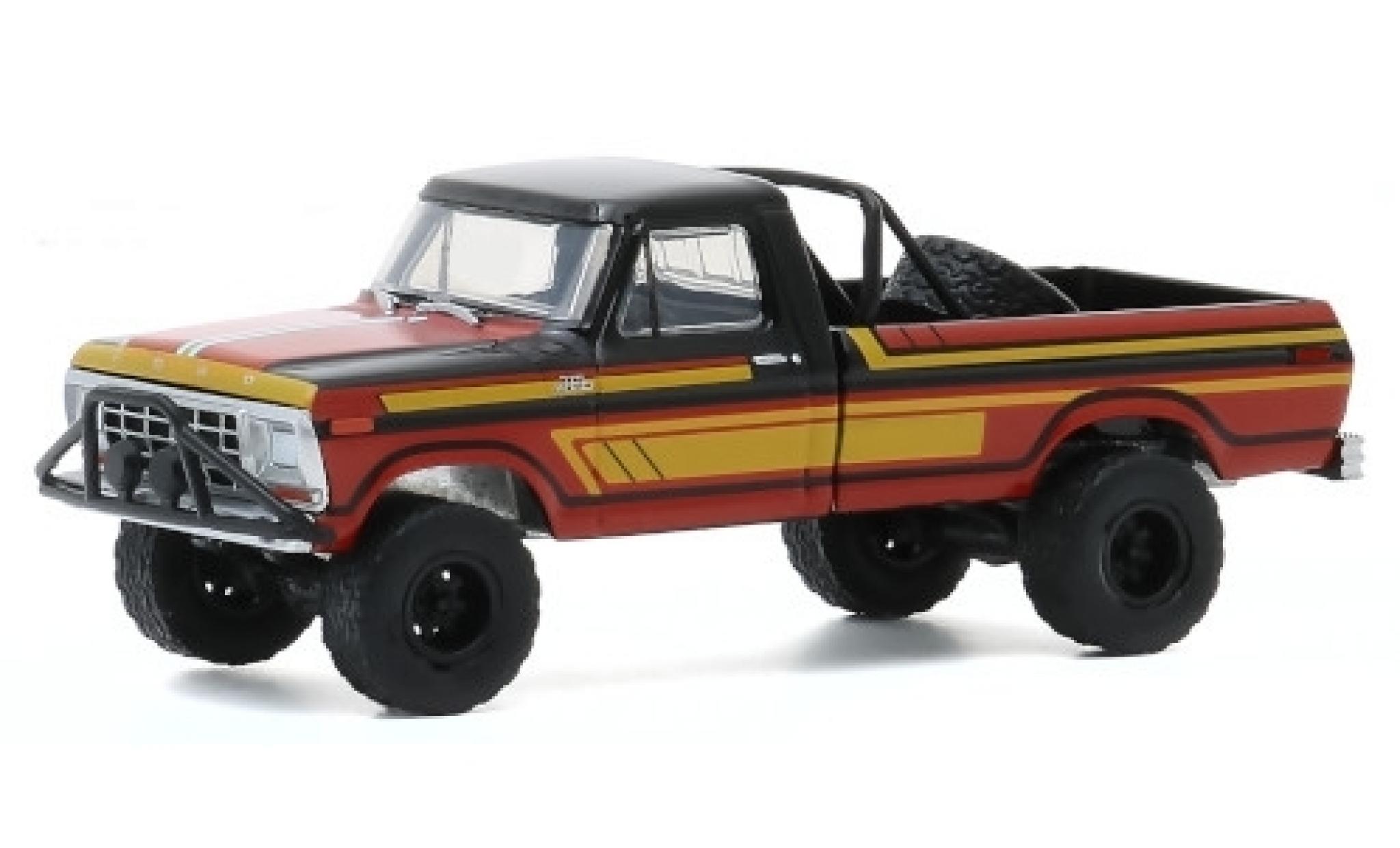 Ford F-250 1/64 Greenlight Custom zwart/Dekor 1978 modelauto