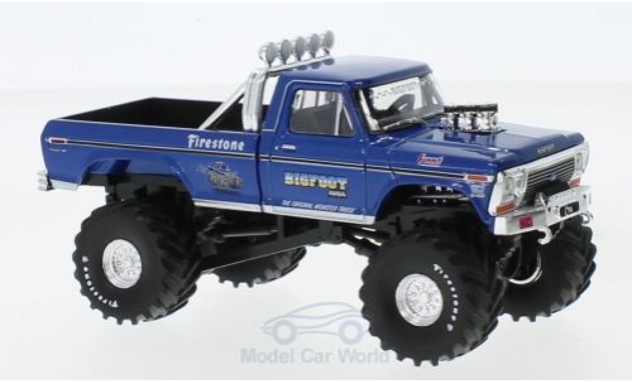 Ford F-250 1/43 Greenlight Monster Truck metallic blauw Bigfoot 1974 modelauto
