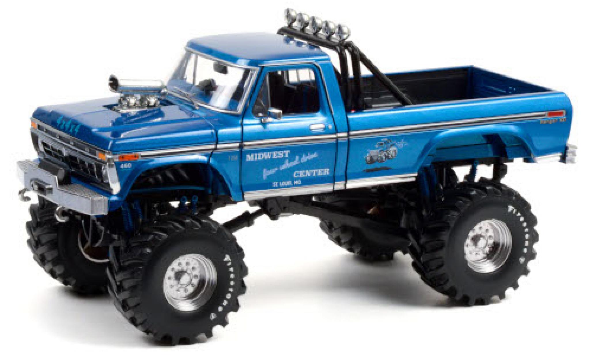 Ford F-250 1/18 Greenlight Monster Truck Midwest Four Wheel Drive Center 1974 avec 48 Zoll Bereifung modelauto